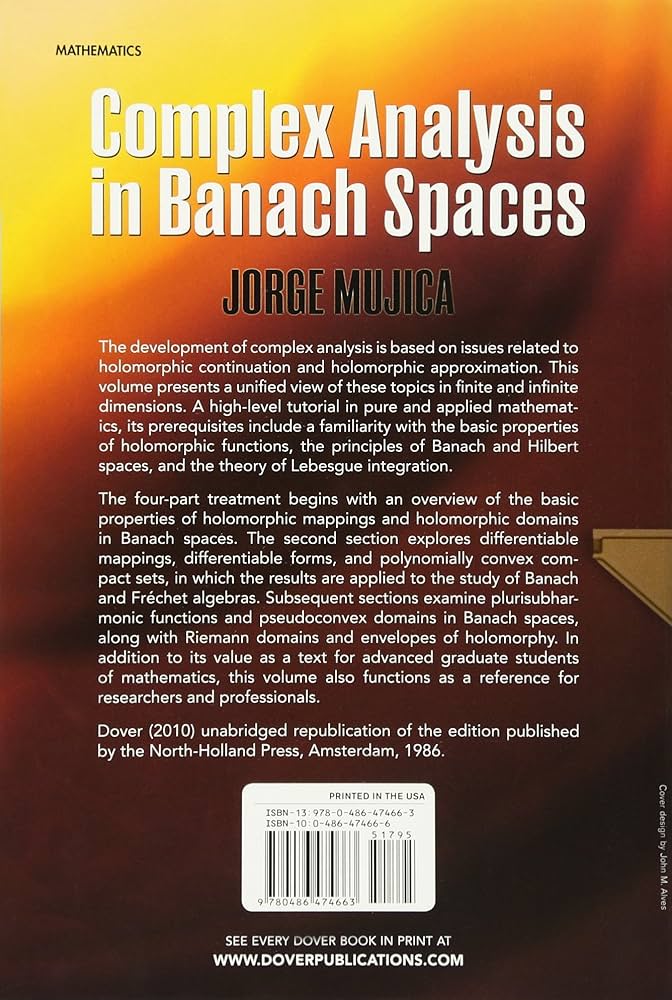 Amazon.com: Complex Analysis in Banach Spaces (Dover Books